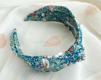 J. Crew Liberty of London Green with blue flowers Top Knot Headband s-l400.jpg main image 2