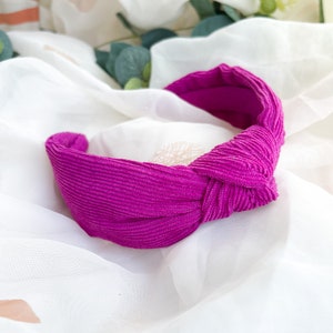 Pink Knot Headband | Statement Cord Hairband, Hot Pink Plain Handmade Knotted Headband, Magenta Turban Wide Alice Band, Gift idea for Her