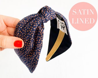 Satin Lined Headband | Turban Headband, Knot Hairband, Top Knot Headband, Spotty Knotted Band, Gift Idea for her, Letterbox Gift, Headwrap