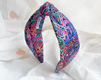 Paisley Print Knot Headband | Liberty London Dana Sharmin Print, Colourful Hairband, Hair Accessory for Women