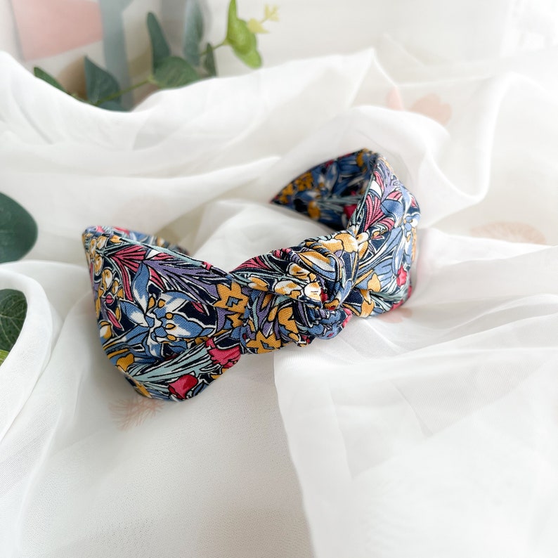 Liberty Print Headband | Knot Headband, Floral Headband for Women, Letterbox Gift, Floral Top Knot, Turban Headwrap, Wide Headband image 2