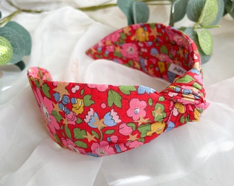 Liberty London Print Knot Headband | Womens Red Floral Hairband, Betsy Star D Red, Hair Accessory for Women Girls