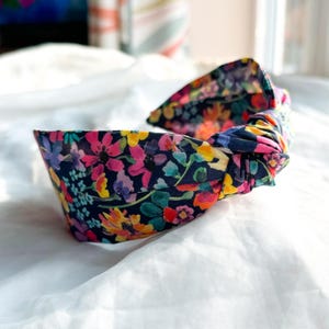 Liberty London Print Knot Headband | Womens Floral Hairband, Dreams of Summer D, Black Hair Accessory for Women