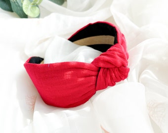 Red Knot Headband | Womens Hair Accessory, Plain Red Hairband