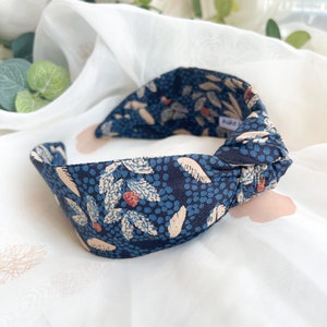 Navy Knot Headband  | Floral Hair Accessory, Luxury Headband, Blue Headband, Headband for Women, Hairband for Her, Letterbox Gift