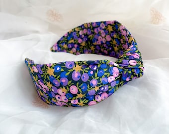 Liberty Wiltshire Berry Print Knot Headband | Purple Hairband, Hair Accessory for Women, Gift for Her