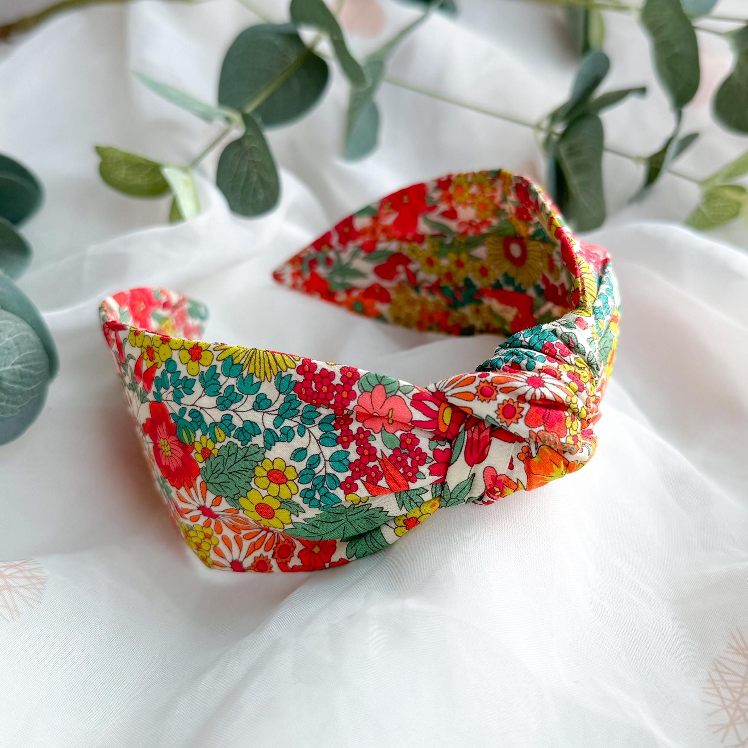 Designer-Style Red Knotted Headband with Monogram Print Red Solid Glitter Knot Headband, Holiday Headbands, Red  main image 3