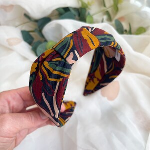 Flat Knot Headband Wide Turban Bow Head Band, Flat Knot Hairband, Dark Autumnal Headwrap, Womens Scarf Headband image 2