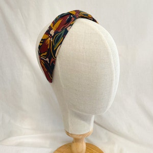 Flat Knot Headband Wide Turban Bow Head Band, Flat Knot Hairband, Dark Autumnal Headwrap, Womens Scarf Headband image 6