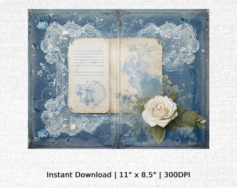 Vintage Denim Junk Journal Digital Collage Kit Scrapbook Paper Instant ...