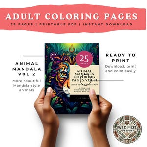 Adult Coloring Pages - Mandala Therapy - Stress Relief - Printable Art for Mindfulness - Inspired Designs - Animals Volume 2