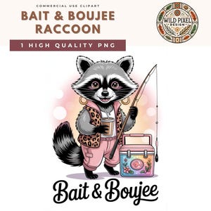 Waschbär Köder & Boujee PNG - Leopardenmuster auf weißem Hintergrund - Digitaler Download für Shirts, Tassen, Wandkunst, kommerziell