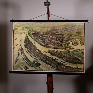 Grafico a discesa vintage Duisburger Hafen - Grafico scolastico del porto di Duisburg