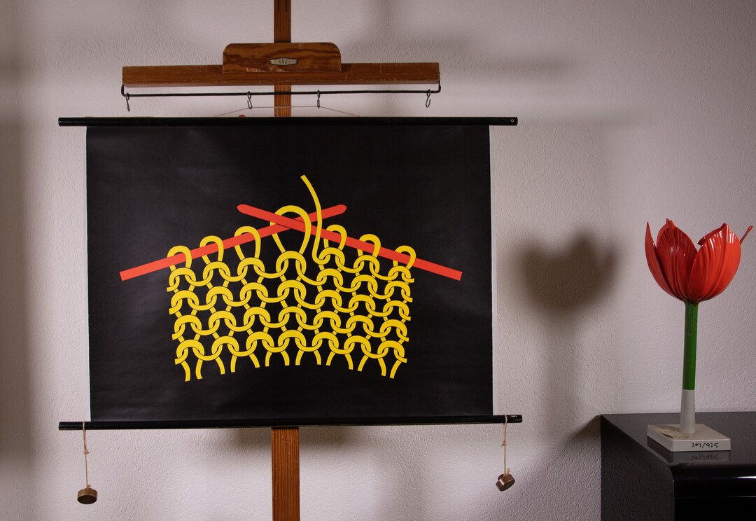 Vintage Pull Down Chart Crochet and Knitting 3 School Chart Lithograph ...