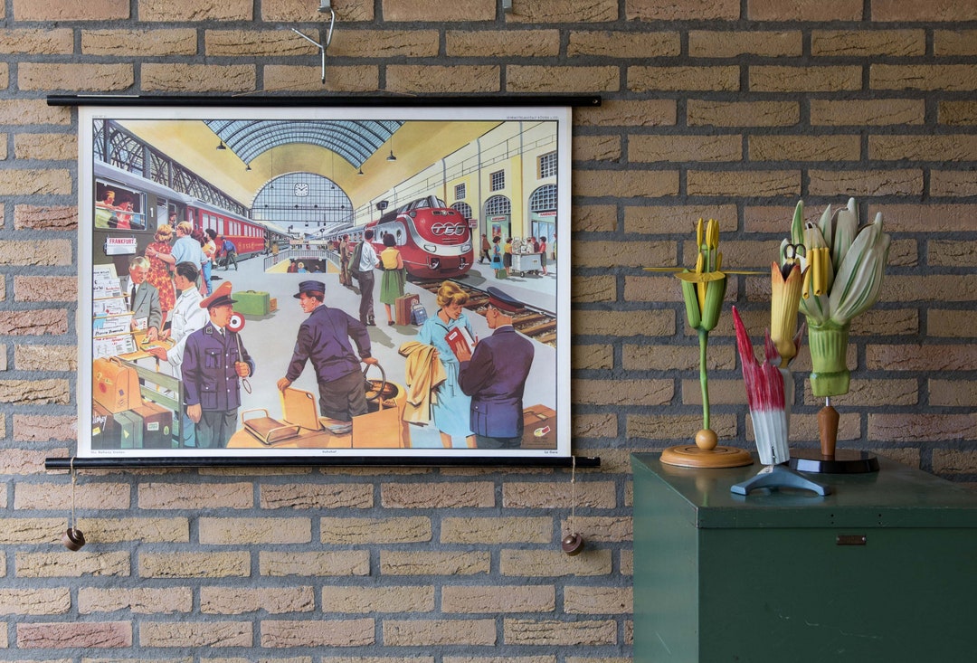 Vintage Pull Down Chart the Railway Station School Chart - Etsy