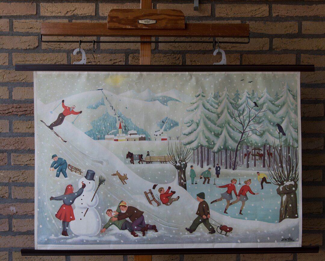 Vintage Pull Down Chart Winter School Char - Etsy