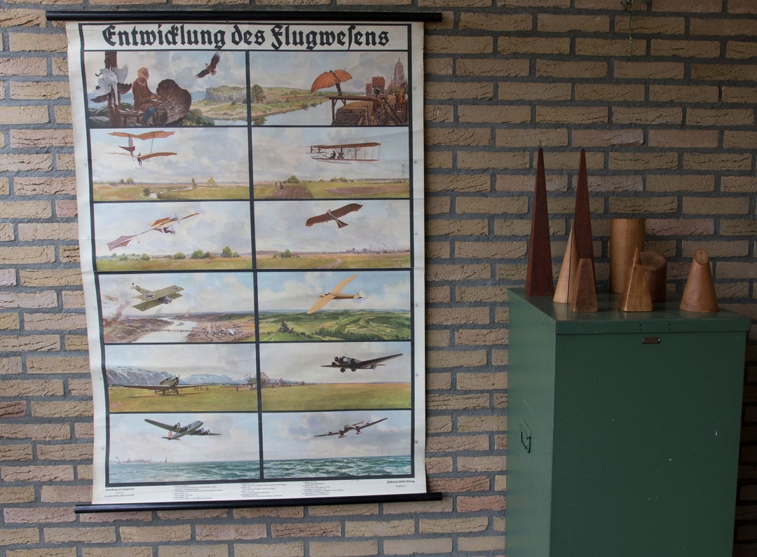 Vintage Pull Down Chart the History of Flying School Chart - Etsy