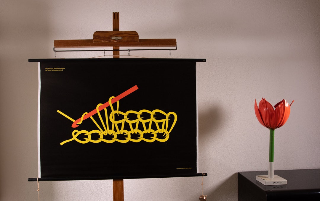 Vintage Pull Down Chart Crochet and Knitting 11 School Chart Lithograph ...