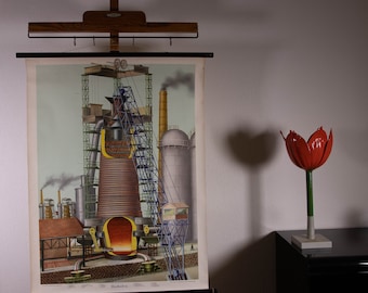 Gráfico desplegable vintage Gráfico escolar de alto horno