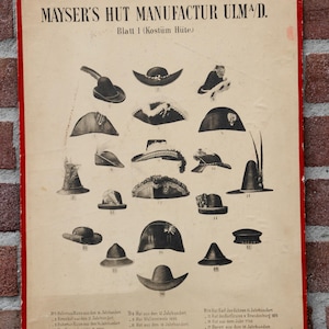 Vintage  Hats   nice old advertising chart