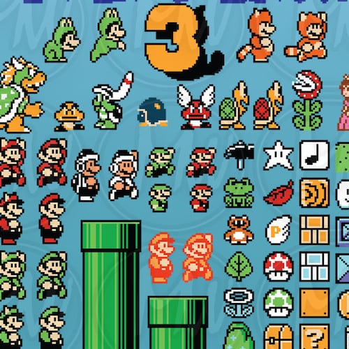 Super Mario Bros 3 Clipart Mario Pixels 8-bit Vector - Etsy
