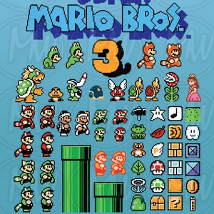Super Mario Bros 3 Clipart Mario Pixels 8-bit Vector - Etsy