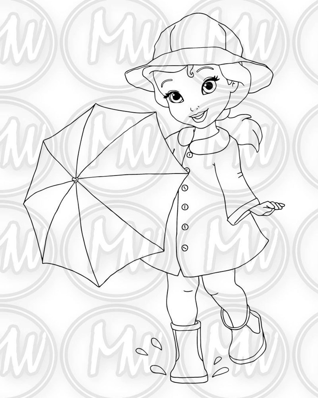 Little, Girl, Princess, Printable, Coloring Page, Digital Stamp, Black ...