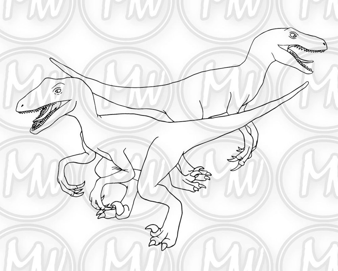 Coloriage Velociraptor Jurassic World Dinosaure Velociraptor Page de coloriage imprimable Timbre - Etsy Canada