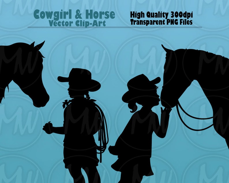 Download Cowgirl Silhouettes Horse Clipart Vector Art Silhouette | Etsy