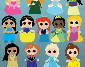 Princess, Clipart, Digital, Princess Clipart, Cute, Clip, Art, Little Princess, Color, Print, Illustration, Vector, Instant Download #072
