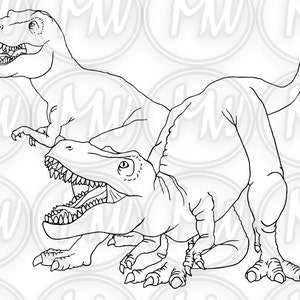 Dinosaur,T-rex, Printable Coloring Page, Digital Stamp, illustration Coloring Book, Instant download, Line Art, Crafts, Cards, Dinosaur #054