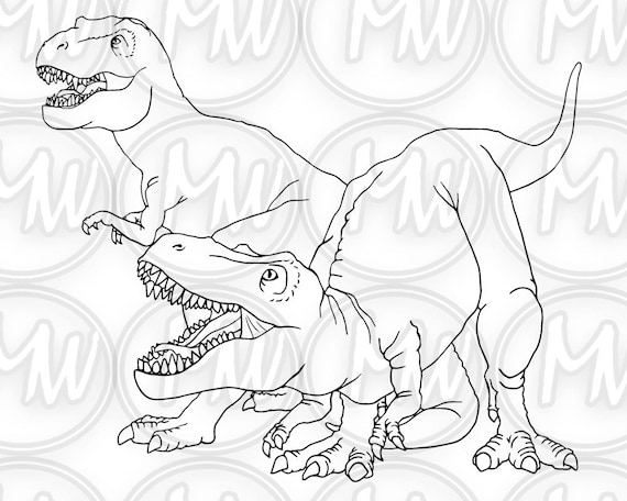 T Rex Dinosaur Coloring Page · Creative Fabrica