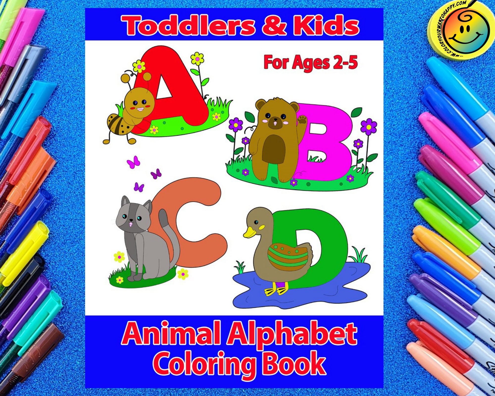Toddlers & Kids Animal Alphabet Coloring Book for Ages 2-5: - Etsy