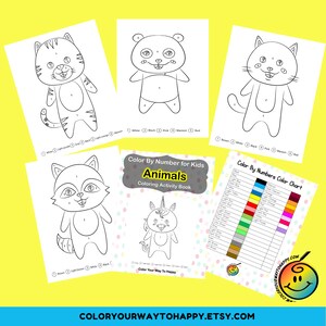 Color by Number for Kids Animals Coloring Activity Book | Etsy