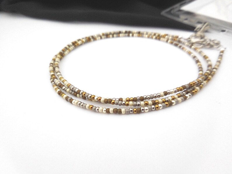 NEW I.D Beads Lanyard Necklace Holder Brown Gold