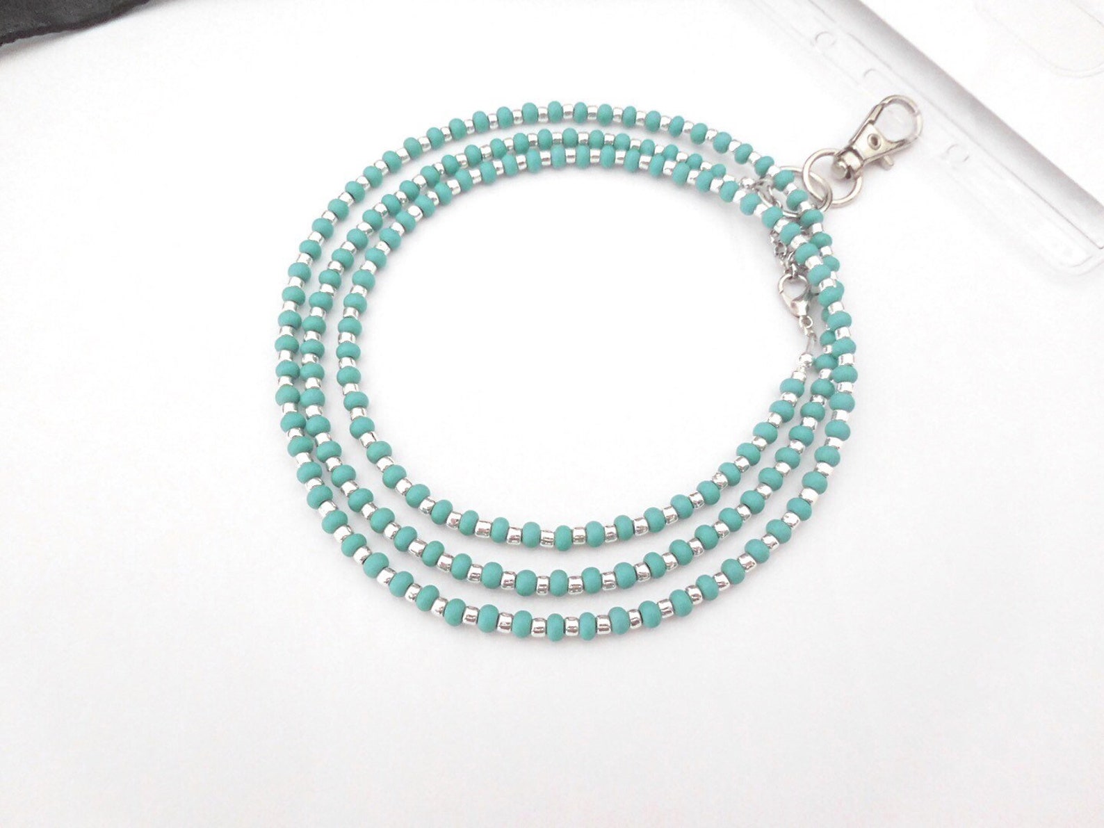 Long Beaded ID Card Holder for Women Pretty Necklace with Etsy