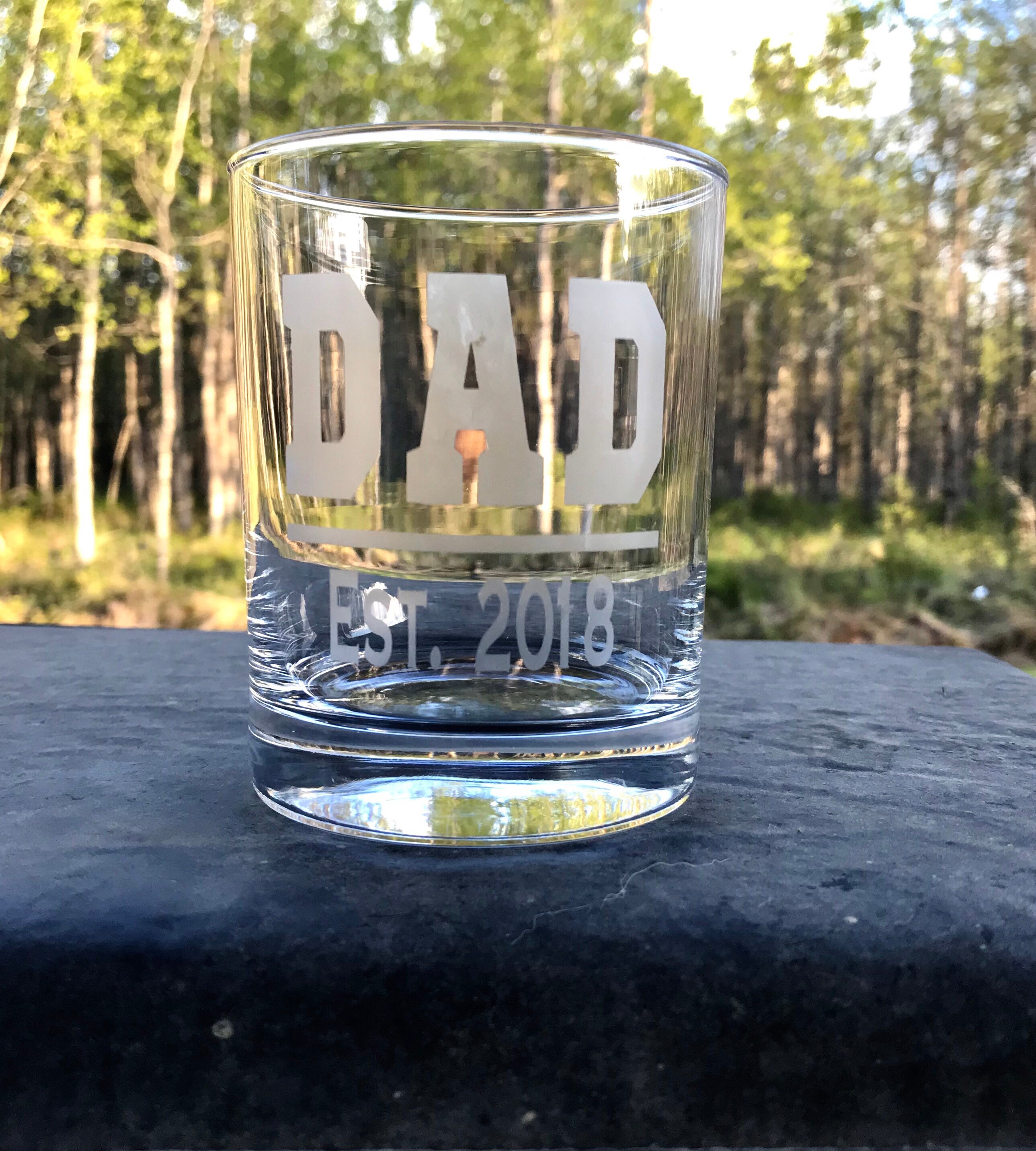 Dad Est. Whiskey Glass, Etched Whiskey Glass, Dad Gift, Father's Day