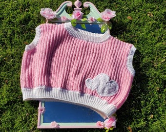 Ribbed Heart Applique Crochet Sweater Vest | Valentine's Day Lovecore Handmade Cozy Pinterest Sweater Vest | Love Heart Plus Size Sweater