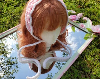 Crochet Pink & White Flower Headband | Cottagecore Floral Hairband | Crochet Hair Accessory | Flowers Handmade Hair Band