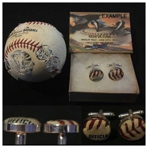 Cufflinks baseball game used mlb Chicago Cubs vs New York Mets @ Wrigley Field