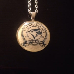 Toronto Blue Jays 40th anniversary game used Rawlings mlb baseball pendant / necklace + cufflinks earrings
