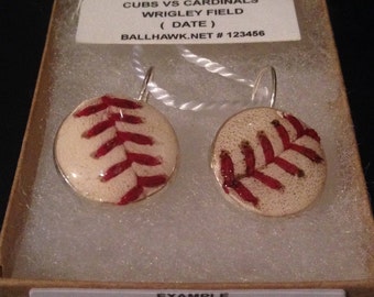 2016 Chicago Cubs REGULAR SEASON game used baseball EARRINGS World Series Champion Wrigley Field wedding woman mother gift