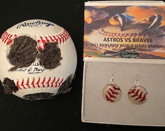 Astros vs Braves 2021 World Series Rawlings game baseball earrings