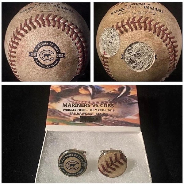 2016 Chicago Cubs REGULAR SEASON game used baseball cufflinks World Series Champion Wrigley Field wedding mens dad father mlb gift