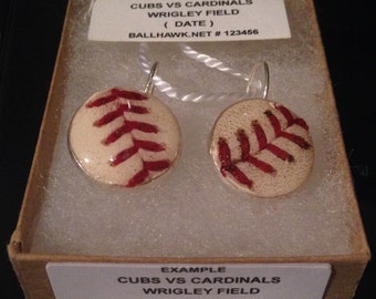 Earrings baseball mlb game used Chicago Cubs vs St Louis Cardinals  @ Wrigley Field