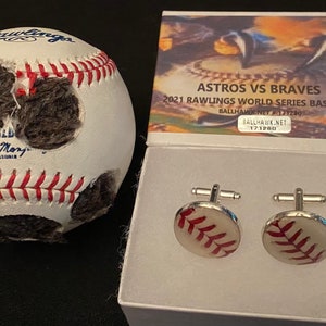 Astros vs Braves 2021 World Series rawlings game baseball cufflinks image 1