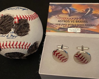 Astros vs Braves 2021 World Series rawlings  game baseball cufflinks