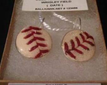 Earrings baseball game used mlb Chicago Cubs vs Detroit Tigers @ Wrigley Field