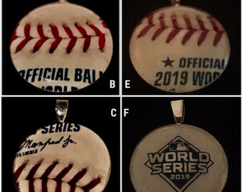 Washington Nationals Houston Astros 2019 World Series Rawlings baseball jewelry. Cufflinks Earrings Pendants MLB