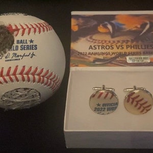 Phillies vs Astros 2022 World Series rawlings game baseball cufflinks image 1